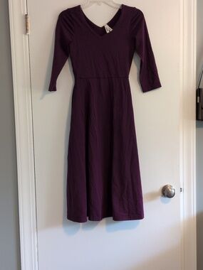 Pact Plum V-Neck Fit And Flare Midi Dress